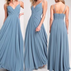 Lulus All About Love Slate Blue Maxi Dress Size SM